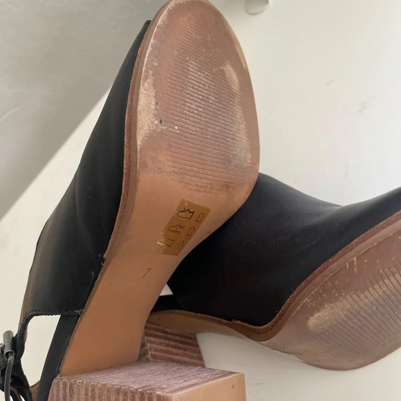 Madewell The Riley Convertible Black Leather Open Toe Heel - Picture 7 of 7